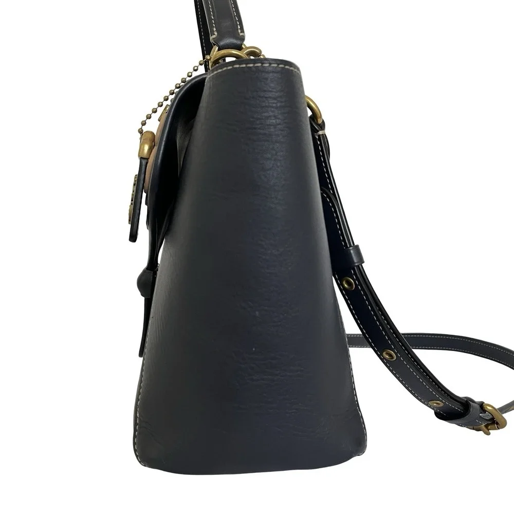 COACH 1941 Courier‎ Tea Rose Glovetanned Leather Satchel Carryall 88348 Navy Bag